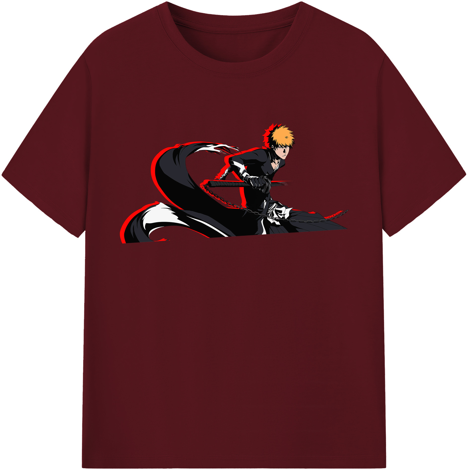 （画像用） ブリーチ 黒崎一護（くろさき いちご）BLEACH Kurosaki Ichigo 綿100％半袖Tシャツ（フロントプリント）